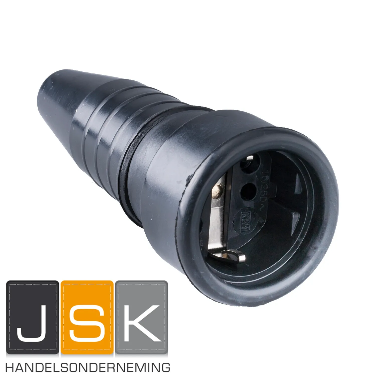 104455 Type 522 Volrubber koppelcontactstop 16A 250V~ randaarde, Kleur Zwart ral 9005 Gewicht 170 g