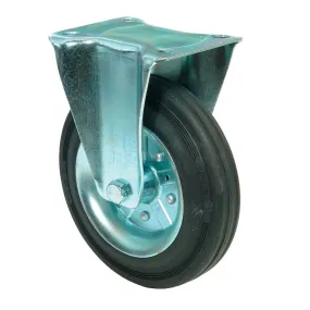 BOKWIEL Ø 200MM, LOOPVL GUMMI SCHWARZ, HALFELASTISCH, STALEN VELG, 250KG