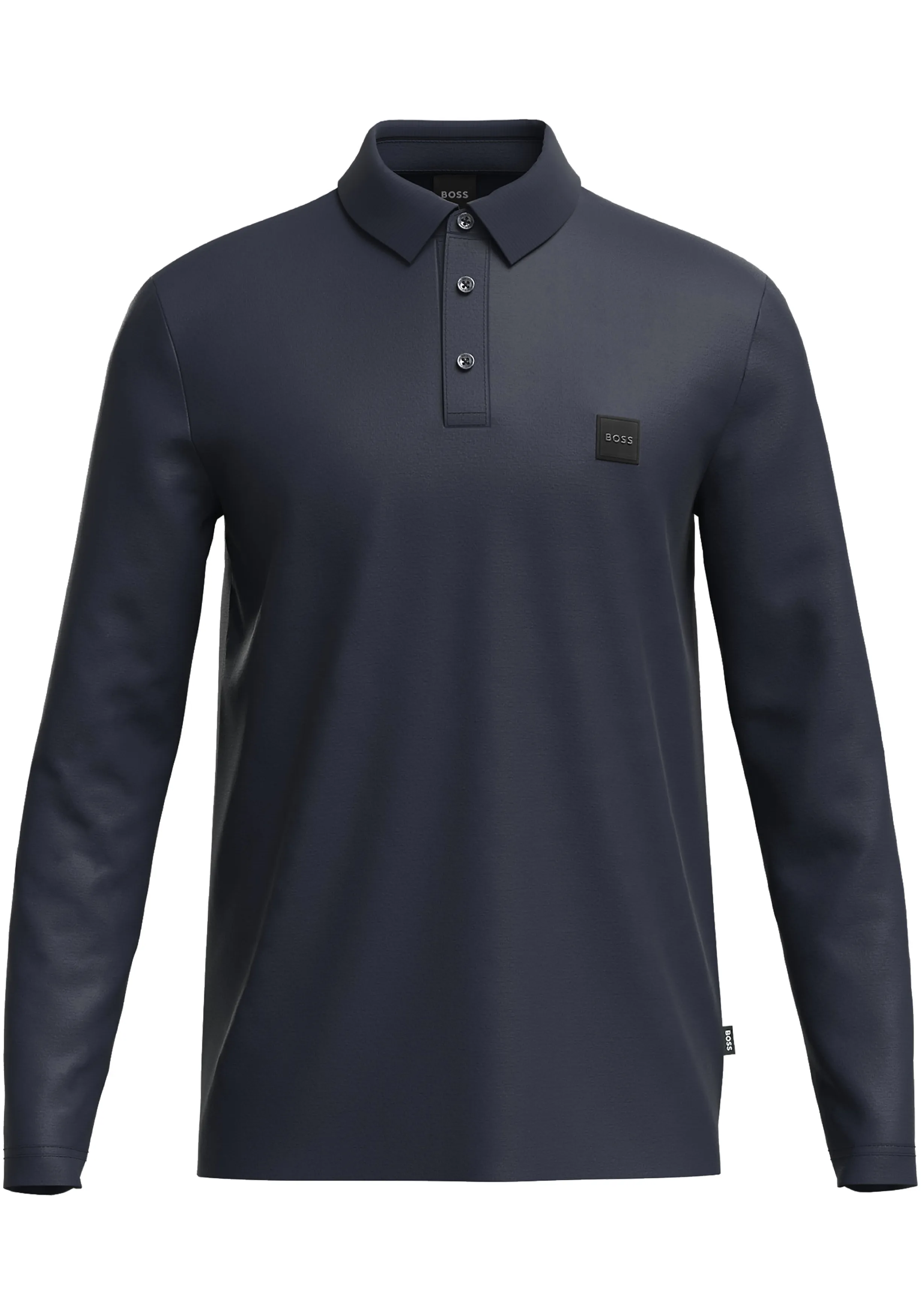 BOSS Pado regular fit polo lange mouw, jersey, donkerblauw
