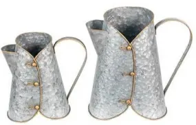 Clayre & Eef Decoratie Gieter Set Van 2 Grijs Metaal Grijs