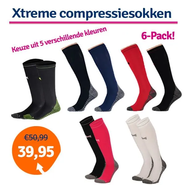 Dagaanbieding Xtreme Compressie sokken 6 paar    