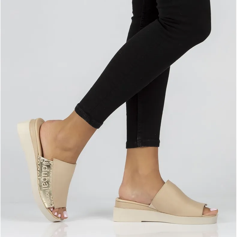 Leren pantoffels Filippo DK3921/22 Be beige