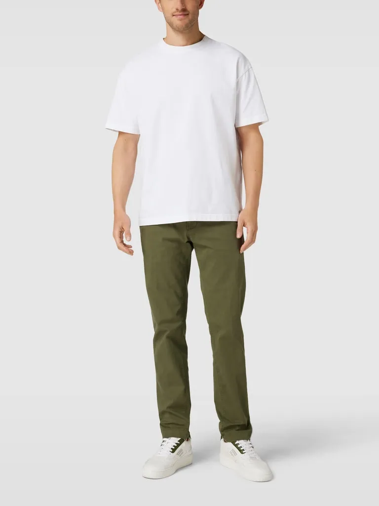 Marc O'Polo Shaped fit broek in effen design in olijfgroen