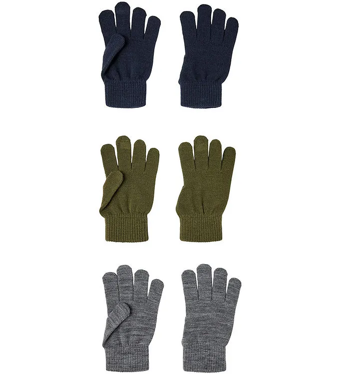 NAME IT HANDSCHOENEN  NOOS  NKNMAGIC  3PACK  OLIVE NACHT/GR