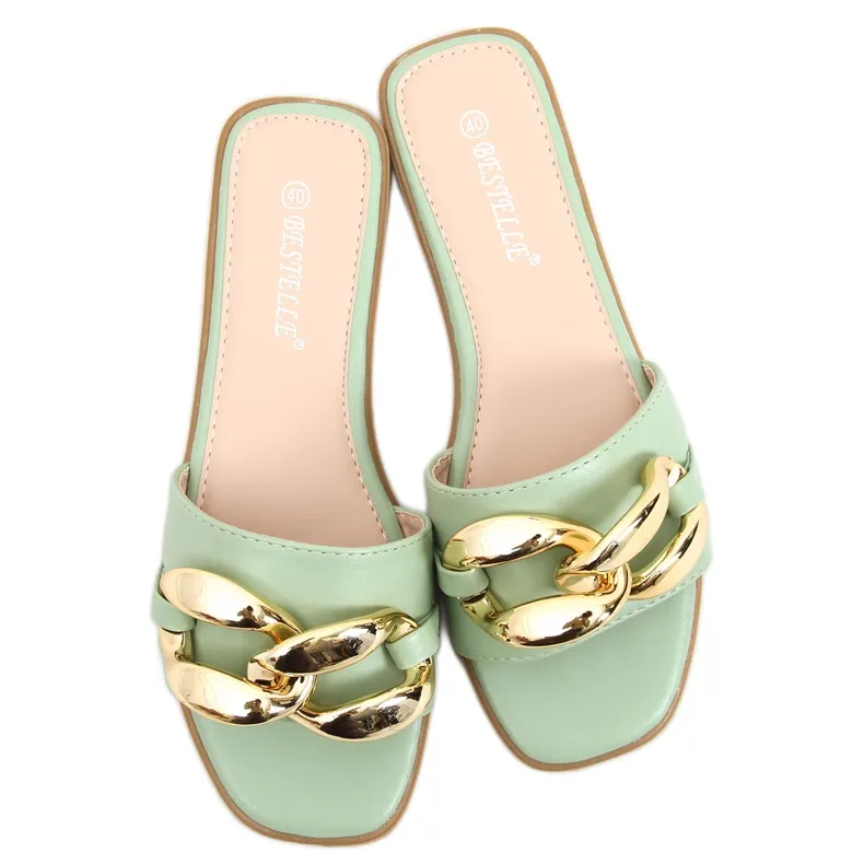 Pantoffels met ketting Dalia Groen groente