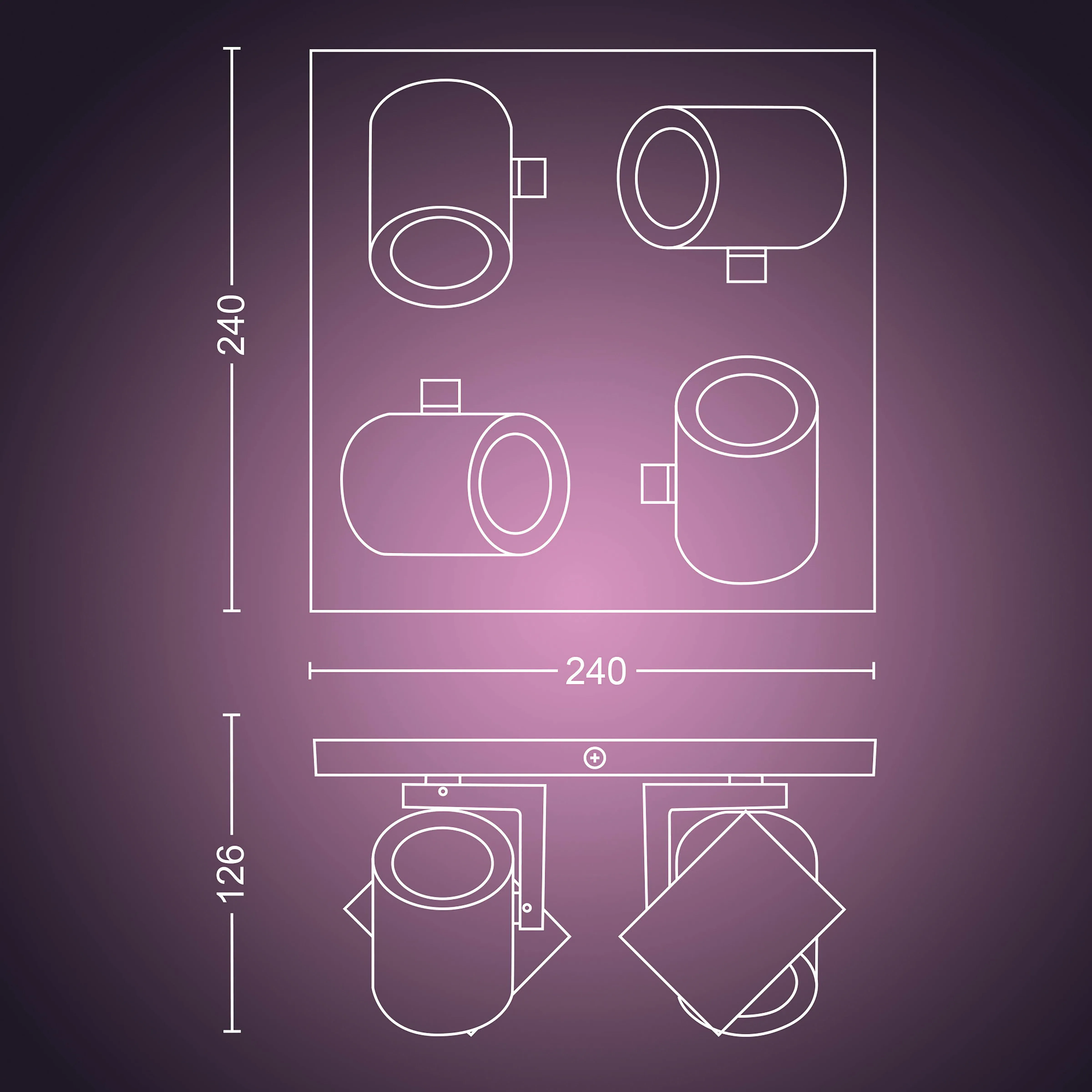 Philips Hue opbouwspot Argenta 4x 5.7W wit
