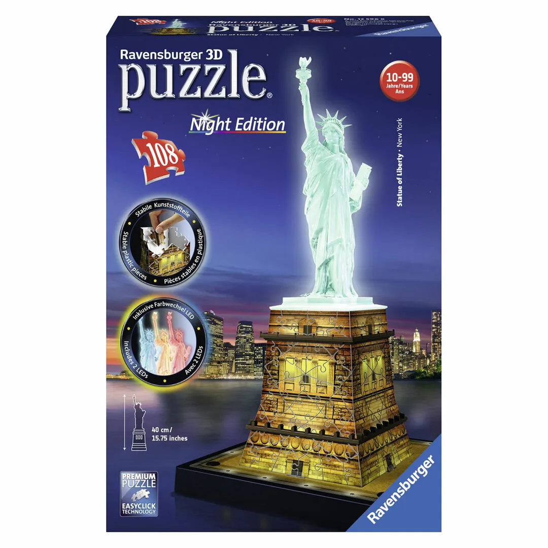 RAVENSBURGER 3D PUZZEL  VRIJHEIDSBEELD NIGHT EDITION