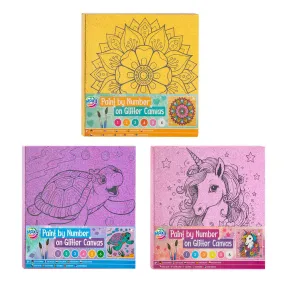 Schilderen op Nummer Glitter Canvas, 9dlg.