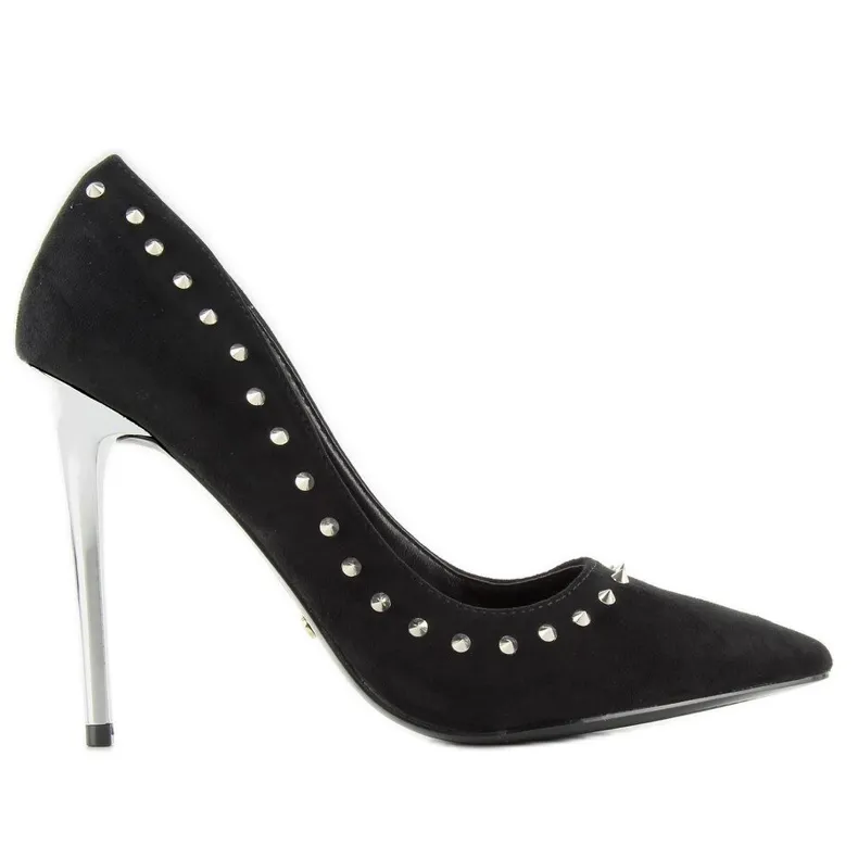 SUèDE HAKKEN MET ZWARTE NF04P ZWARTE STUDS