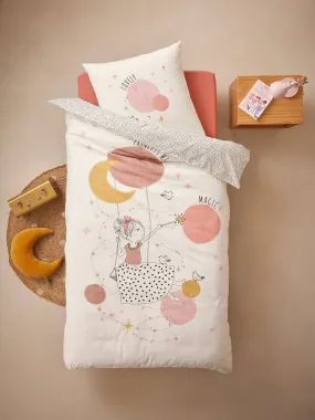 Vertbaudet  Set dekbedovertrek + kussensloop voor kinderen met gerecycled katoen PRINCESSE POESIE - wit, bedrukt