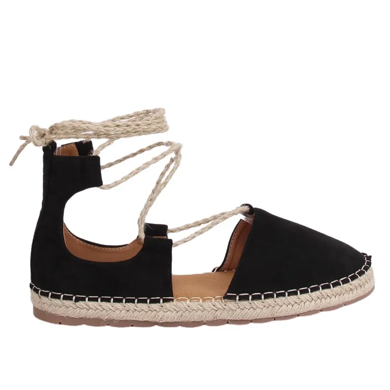 Zwarte espadrilles gebonden over de enkel JH97P Zwart